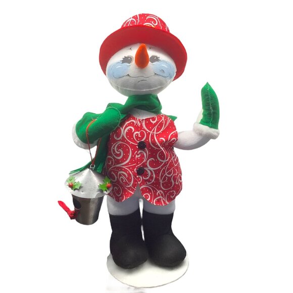 NWT ANNALEE DOLLS 20" Christmas Swirl Snowman 560319 XL Birdhouse Hat Christmas - Picture 4 of 6